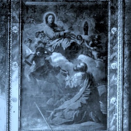 05 Venida de la Virgen del Pilar y aparicion al apostol Santiago y convertidos dibujo preparatorio