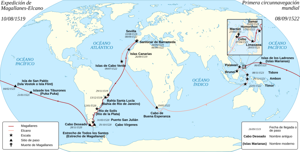 1280px Magellan Elcano Circumnavigation es.svg